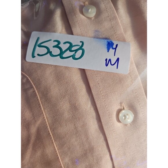 Roundtree & Yorke Shirt Mens 16.5 34 Peach Gold Label Non Iron Oxford Button - Picture 10 of 10